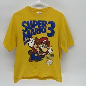 Vintage 90s Super Mario 3 Delta Pro Weight Yellow Shirt Nintendo Men L